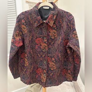 Vintage White Stag Tapestry Jacket Floral Brocade Coat Boho